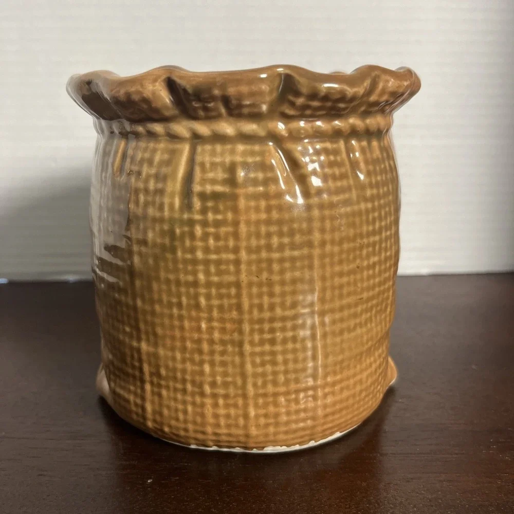 Vintage House of Webster Ceramics Sack O' Somethin Glazed Canister Planter Vase